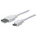 USB 2.0 Cable Type-A Male to Micro-B Male, 480 Mbps, 1m White